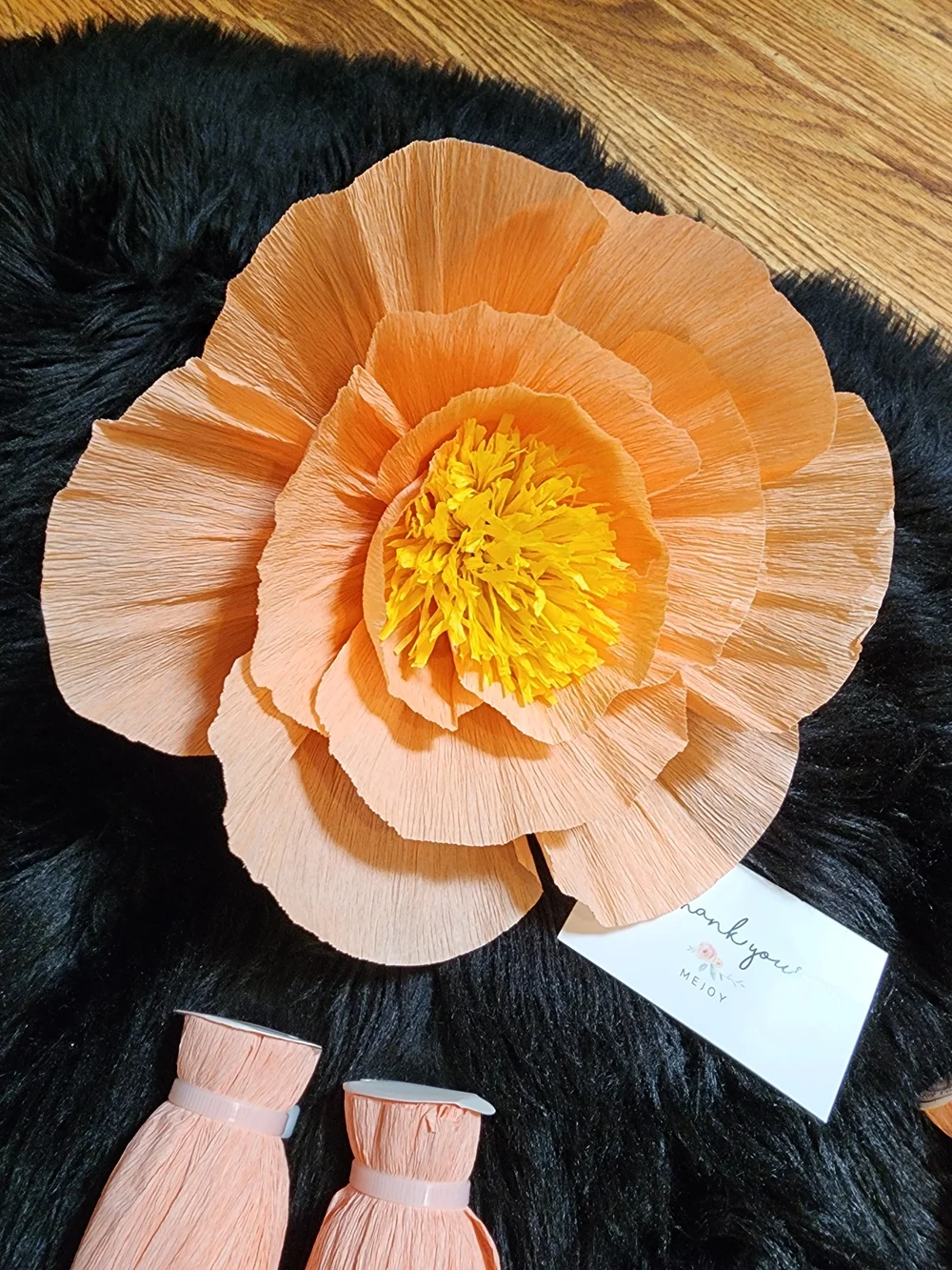 Set of 12 Peach Crepe Paper Flowers For Wedding, Birthday, Party